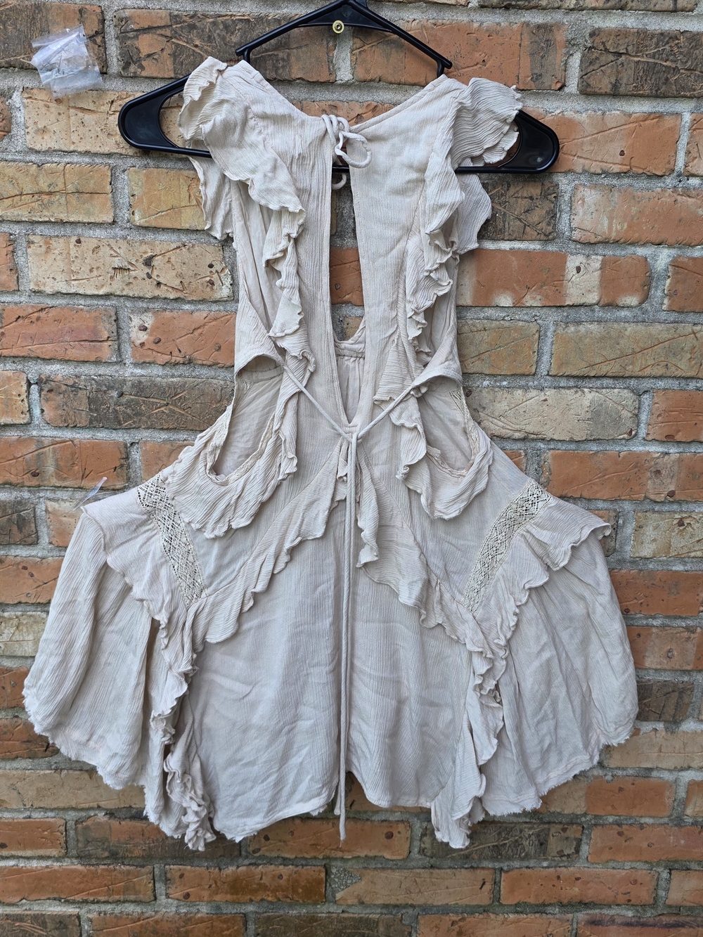 Free People Cream Ruffled Mini Dress - Picture 6 of 14